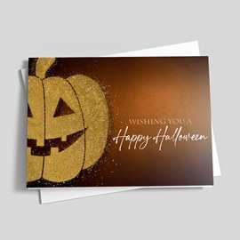 Golden Pumpkin Halloween Card