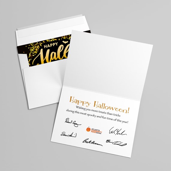 Gold Bats Halloween Card