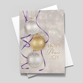 Purple Ribbons Ornament Charity Card