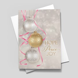 Pink Ribbons Ornament Charity Card