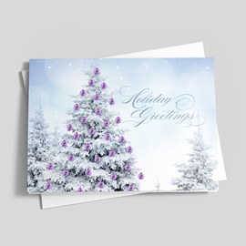 Purple Ribbons Ornament Tree Charity Card