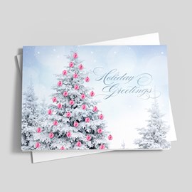 Pink Ribbons Ornament Tree Charity Card