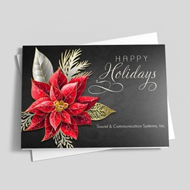 Golden Poinsettia Holiday Card
