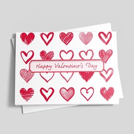 Scribbled Hearts Valentine Card