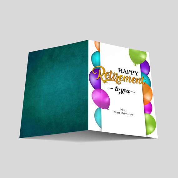 greeting card with balloons and retirement message