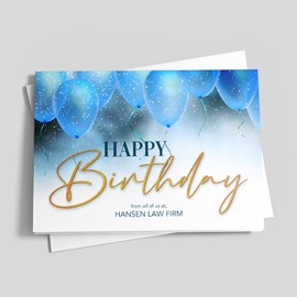 Blue Balloons Birthday Card