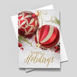 Crimson Ornaments Holiday Card