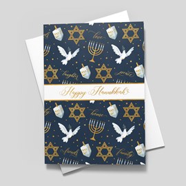 Dreidels & Doves Hanukkah Card