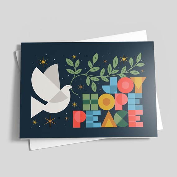 Abstract holiday card art with modern seasonal shapes