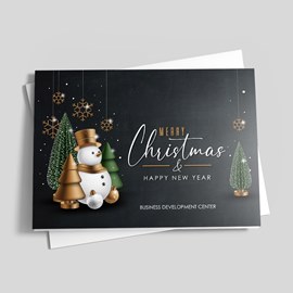 Golden Snowman Holiday Card