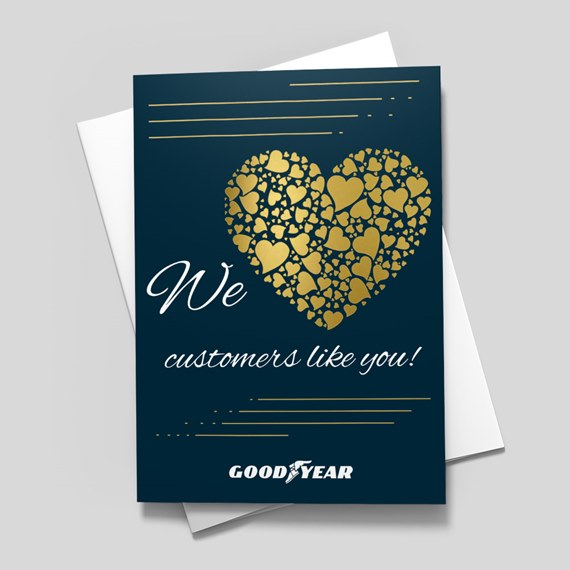 card with heart design and text