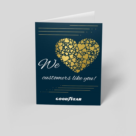 Greeting card with heart design and customizable text area
