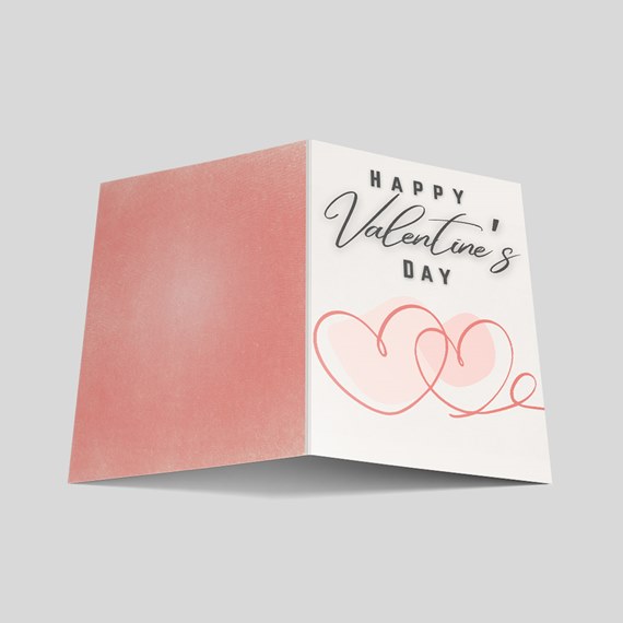 greeting card with hearts and text