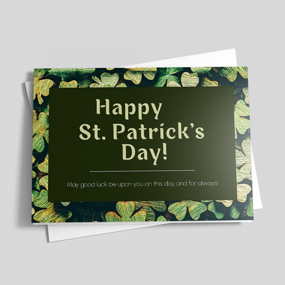 greeting card with clover design and text