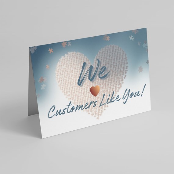 greeting card with heart design and text