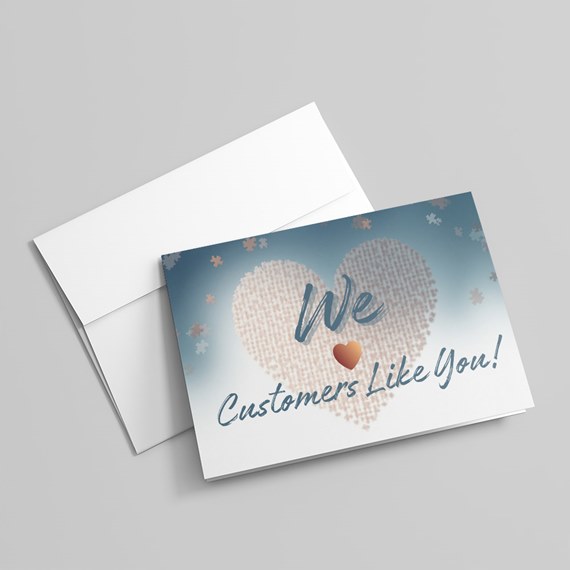 card design with heart and text