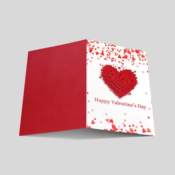 greeting card with heart design and text
