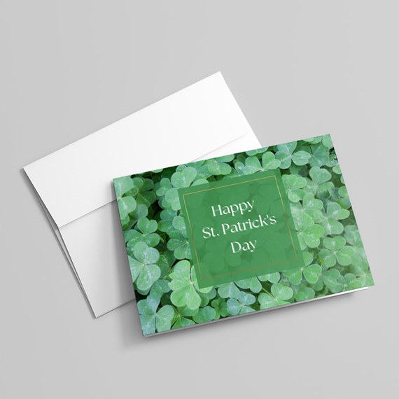 greeting card with clover background and text area