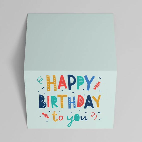 birthday card with colorful text and confetti design