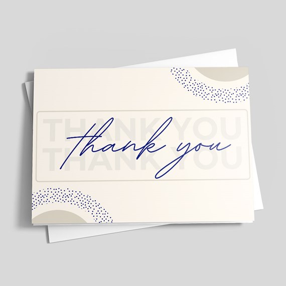 thank you card with abstract design and text