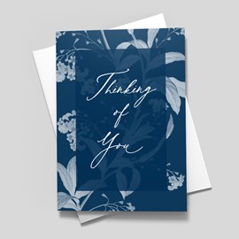 Blue Floral Thinking of You Card