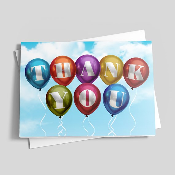colorful balloons with thank you text
