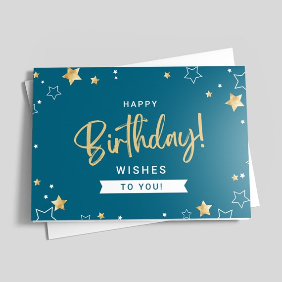 birthday card with stars and customizable text area