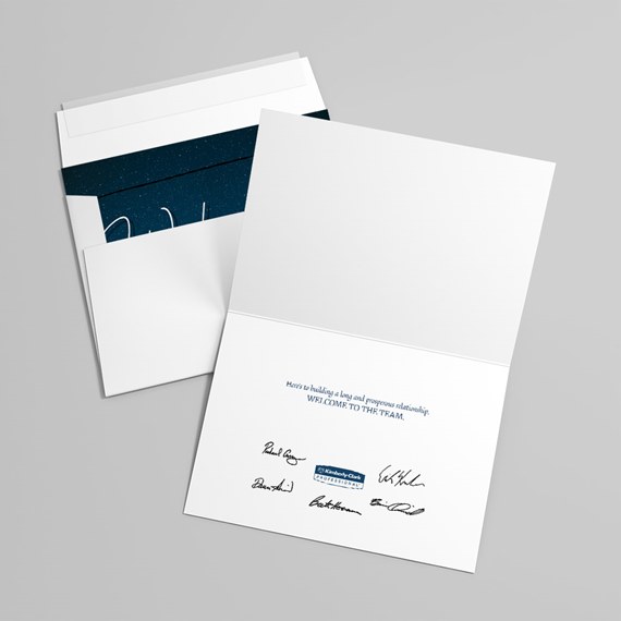 greeting card with customizable text area and starry background