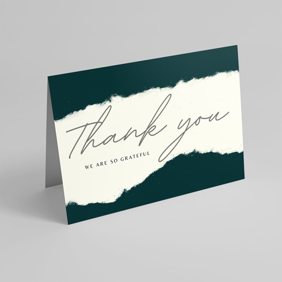 thank you card with brushstroke design and customizable text area