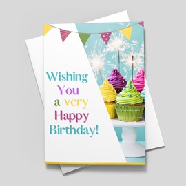 Vibrant Cupcakes Birthday Card