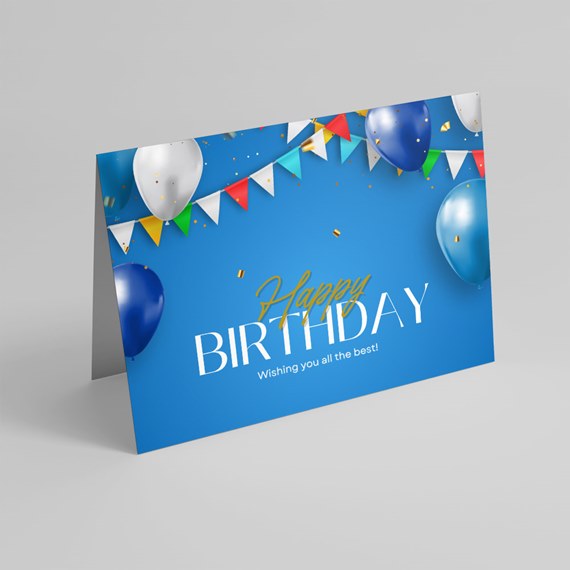 birthday card with balloons and bunting