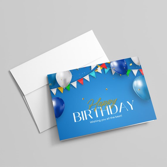 birthday card with balloons and bunting
