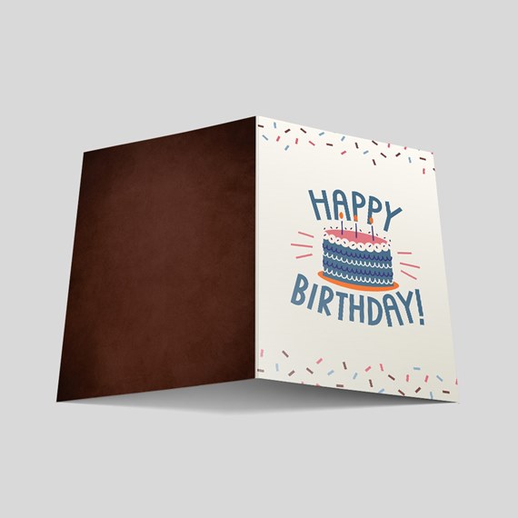 birthday card with cake illustration and text