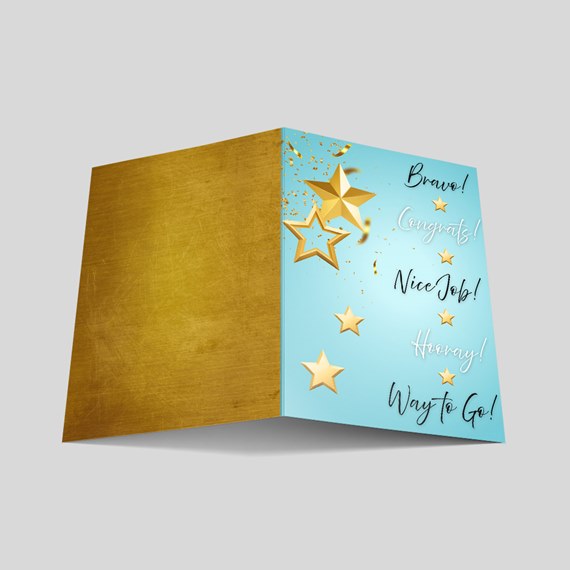 greeting card with stars and motivational text
