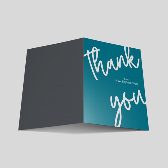 thank you card with teal and gray design