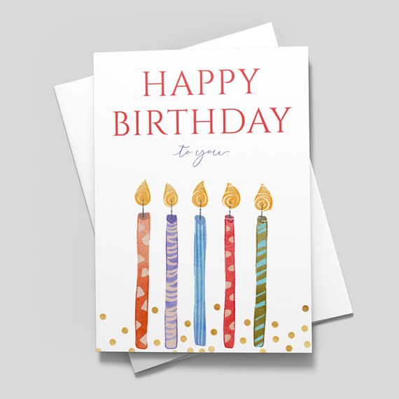 birthday card with candles and text