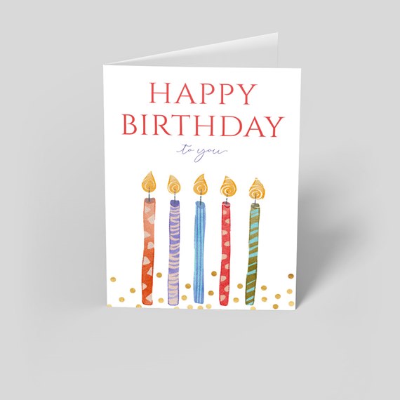 birthday card with candles and text