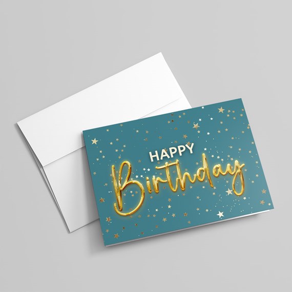 birthday card with stars and customizable text area