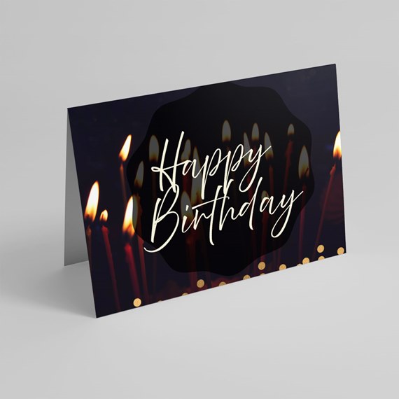 birthday card with candles and text