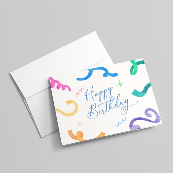 colorful birthday card with swirls and text