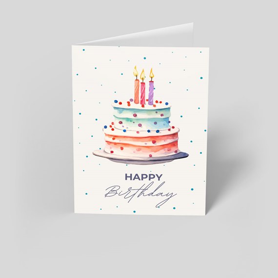 birthday card with cake illustration and text