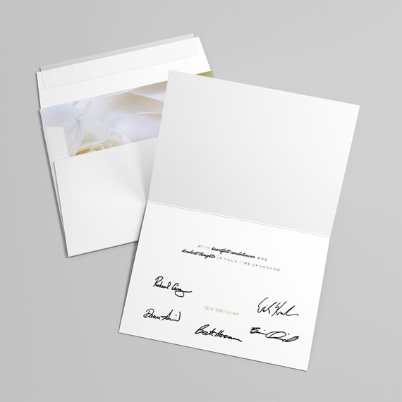 folded card with text and signatures
