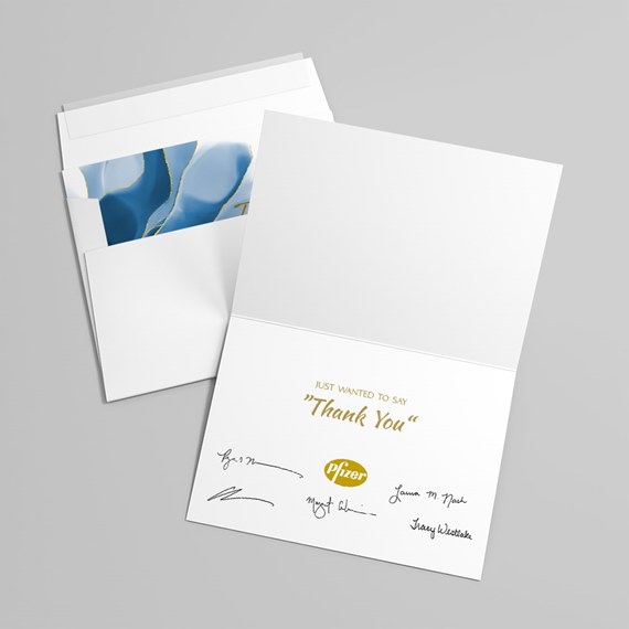 thank you card with signatures and logo placeholder