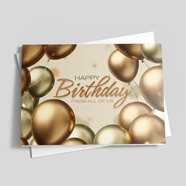 Metallic Gold Balloons Birthday Card