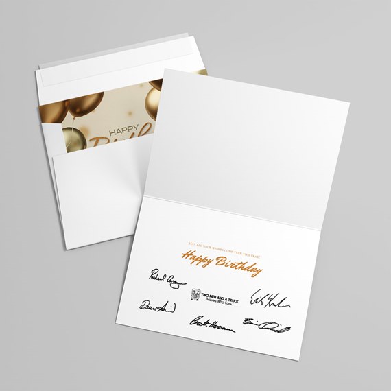 birthday card with balloon design and photo placeholder