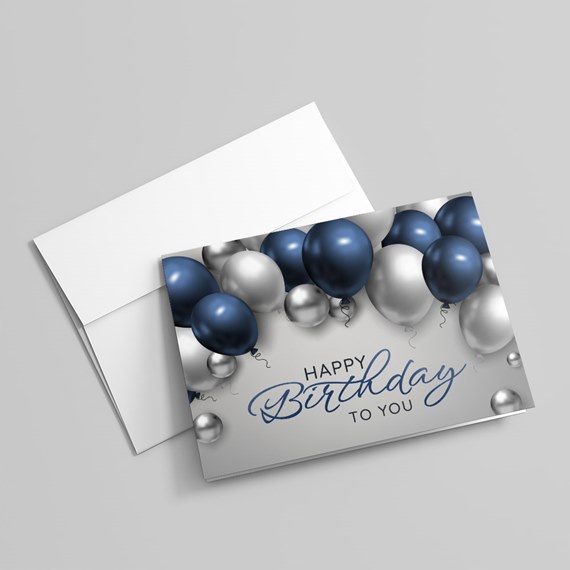 birthday card with balloons and text