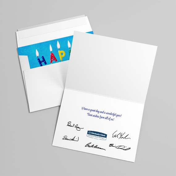 birthday card with candles and customizable text area