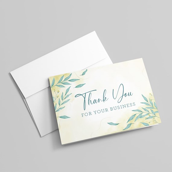 thank you card with floral design and customizable text area