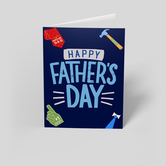 Father's Day card with text and colorful graphics