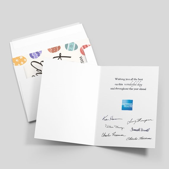 greeting card with decorative envelope and printed text